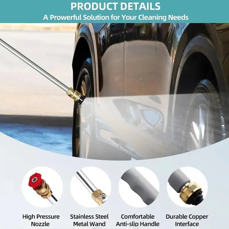 Hydro Jet Power Washer Wand | High Pressure Hose Nozzle with 2 Tips