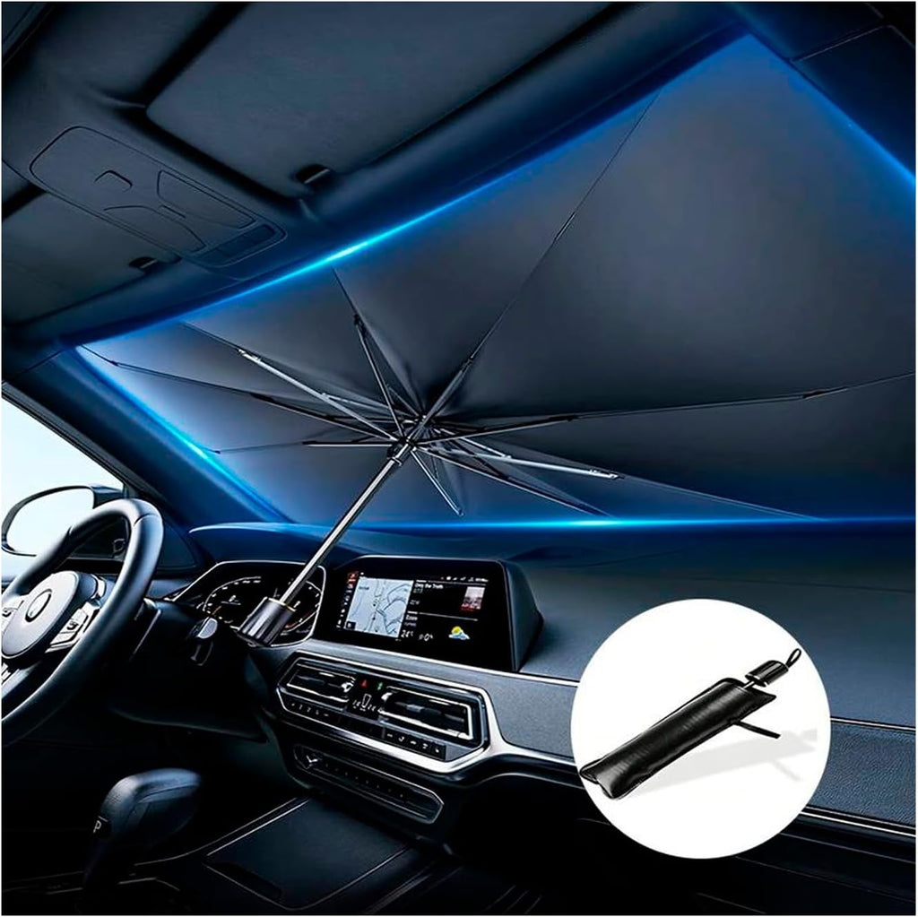 Car Front Sun Umbrella, Folding Front Car Sun Umbrella, Interior Sunshade, Car Sunscreen, Design V in Rearview