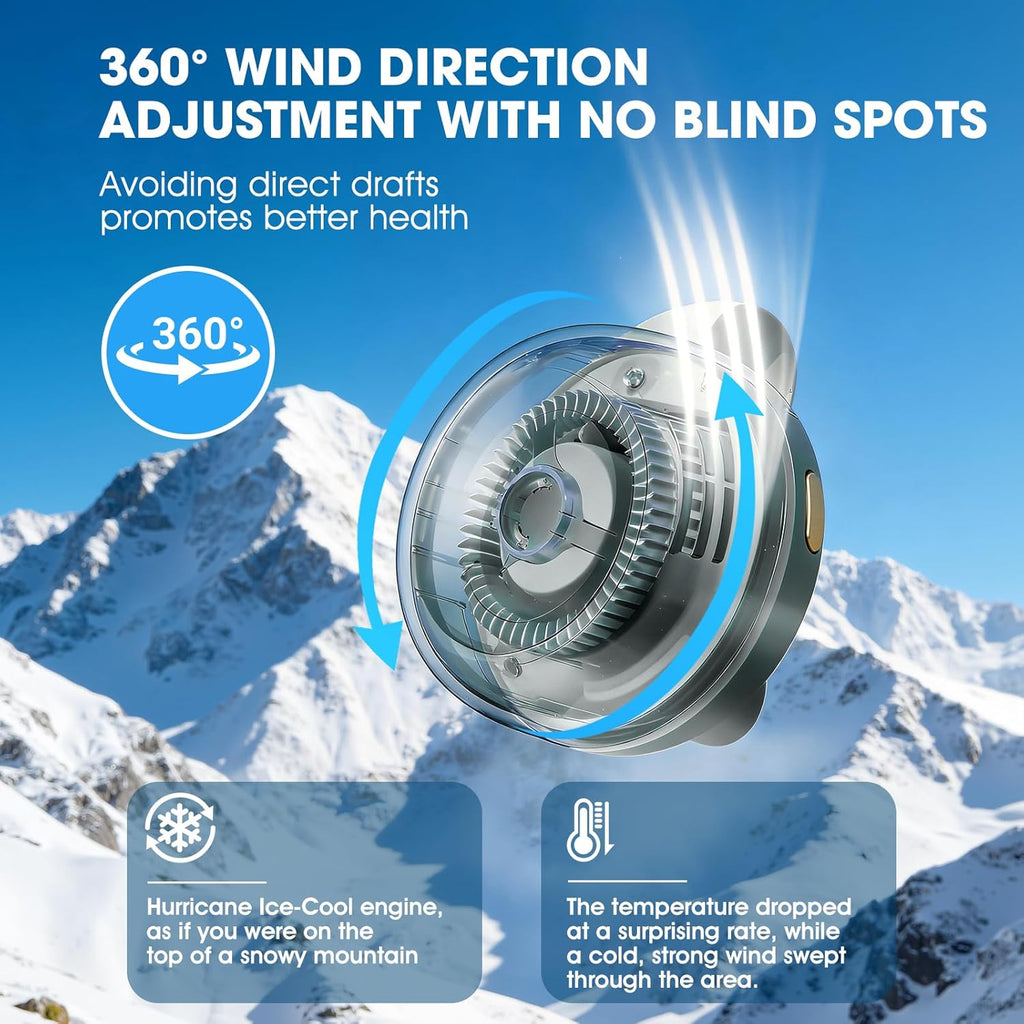 Portable Silent Mini Bladeless Fan Clip On,3 Speeds Clip-On Fans For Shirt,Small Clips Fanmini Whirlwind Fans For Waist Clips Suitable For Outdoor & Travel & Office (Green)