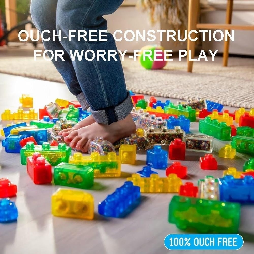 40-Piece Soft Jelly Building Blocks for Kids, Flexible Sensory Construction Toy, STEM Learning Building Set for Boys and Girls Ages 3+