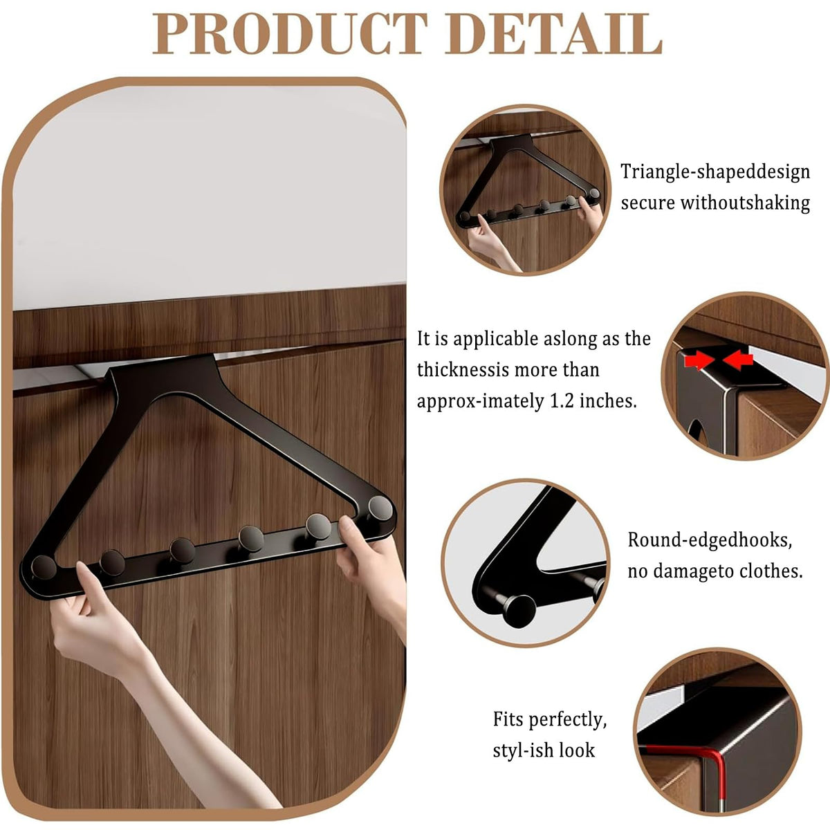 6-Hook Over-the-Door Hanger – Space-Saving Triangle Door Organizer