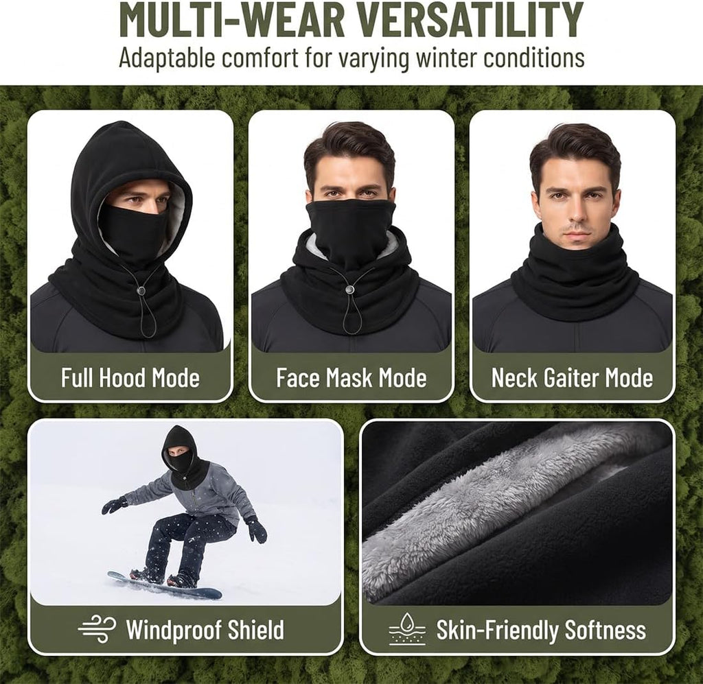 3-in-1 Thermal Balaclava Hood – Adjustable Winter Face Cover, Neck Warmer & Cold-Weather Hood for Men and Women