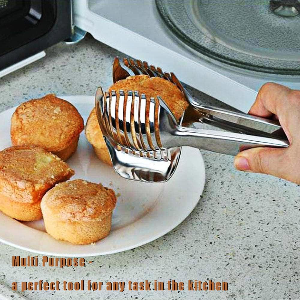 Aluminum Tomato Slicer Holder Tongs – Multi-Slot Cutting Guide for Even Fruit, Vegetable & Egg Slices