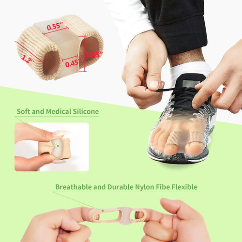 4-Pack Gel Bunion Toe Separators with Protectors, Soft Silicone Toe Spacers for Overlapping Toes, Blisters, Calluses and Foot Comfort