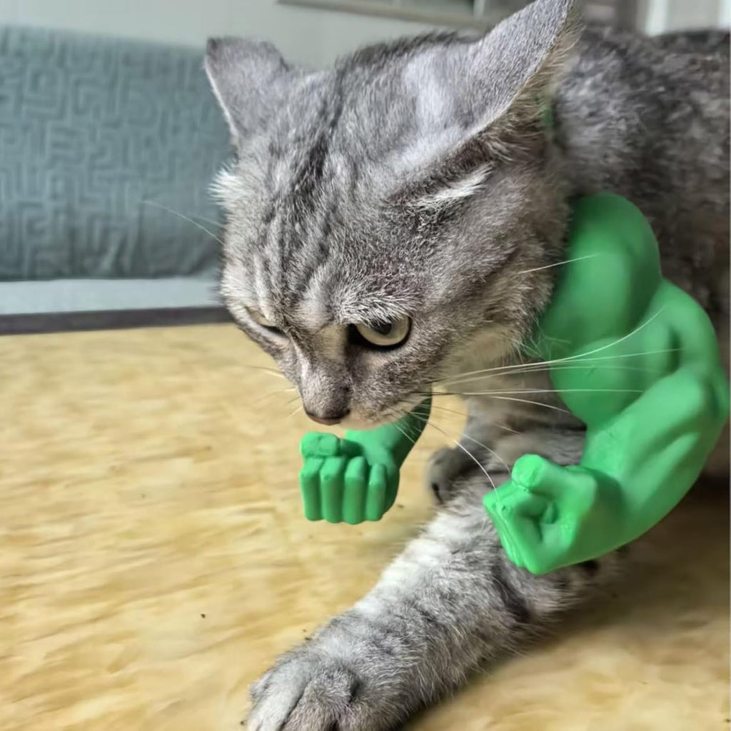 Muscle Cat Neck and Arm Accessory, 3D Printed Creative Giant Arms, Funny Cat Strong Arm Costume, Cat Muscle Arm Pet Cosplay Accessory, Easy to Put On and Take Off, for Halloween, Birthday Parties, Photo Shoots, Pet Prop Hanging Arms