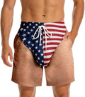 America Flag Thong Shorts Swim Trunks for Men Patriotic for Pool Party Beach Funny Shorts Summer Vacation Pants