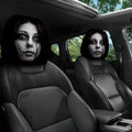 Car Headrest Covers | 2 Piece Ghost Face Car Headrest Covers | Scary Face and Funny Dark Theme Car Headrest Covers | Elastic Protector