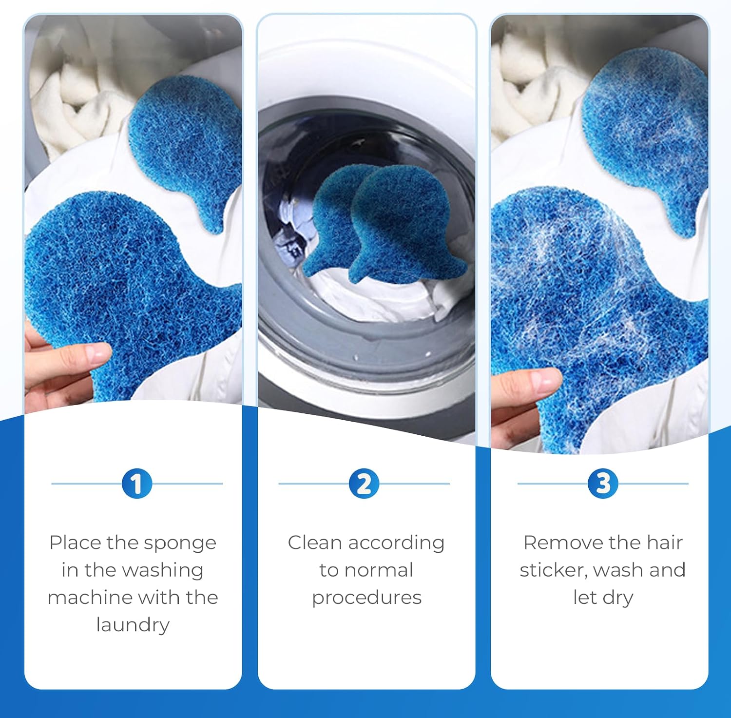 Pet Hair Remover for Laundry, 2026 New Upgrade Reusable Dryer Sheets Pet Hair Remover, Cats Dogs Hairs Catcher Pets Hair Remover Lint Catcher for Washing Machine (Blue-10pcs)