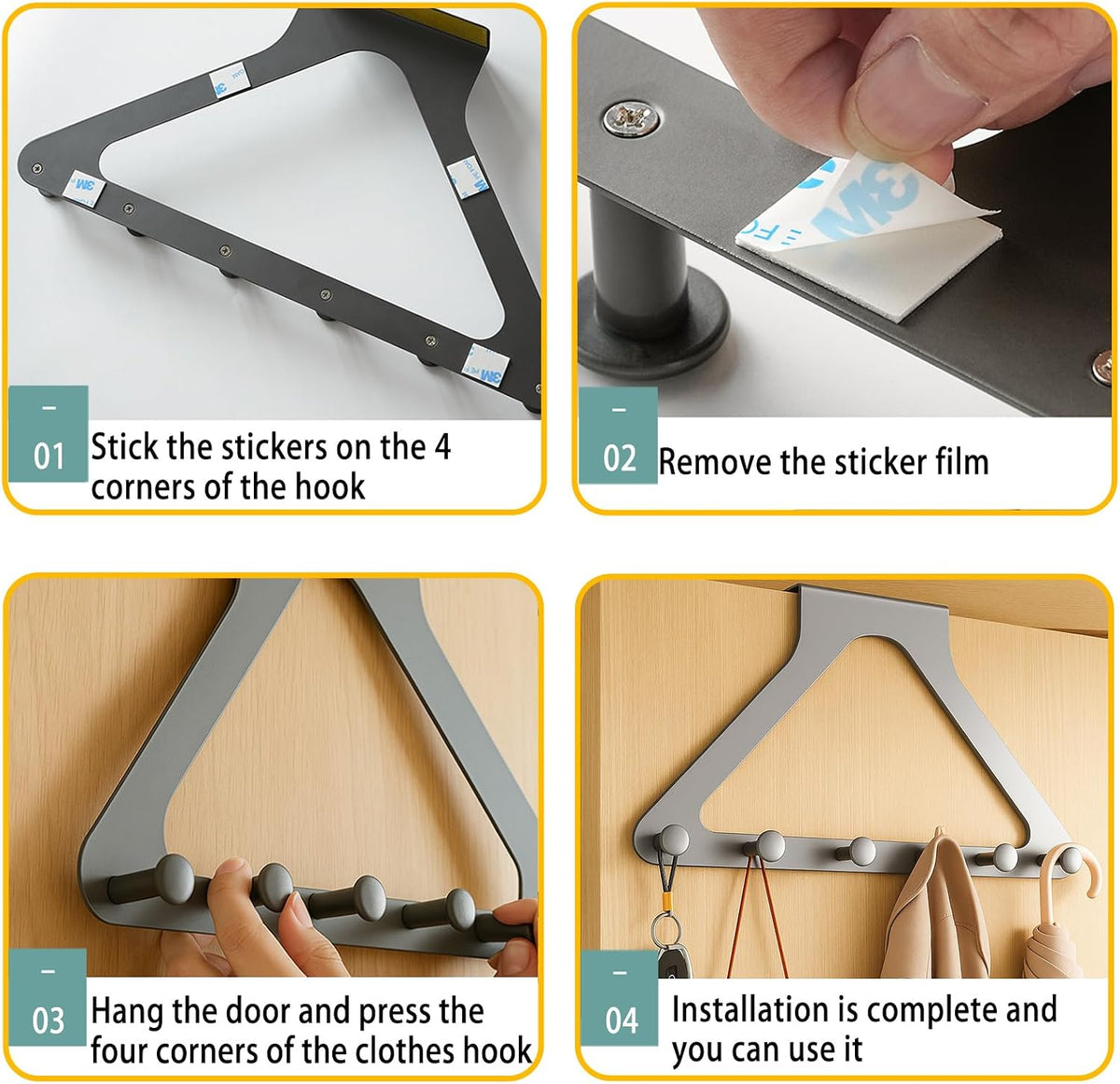 6-Hook Over-the-Door Hanger – Space-Saving Triangle Door Organizer