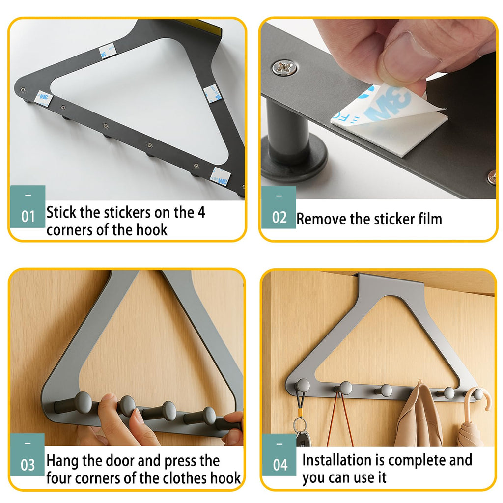 6-Hook Over-the-Door Hanger – Space-Saving Triangle Door Organizer