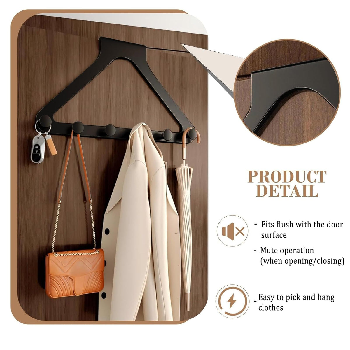 6-Hook Over-the-Door Hanger – Space-Saving Triangle Door Organizer