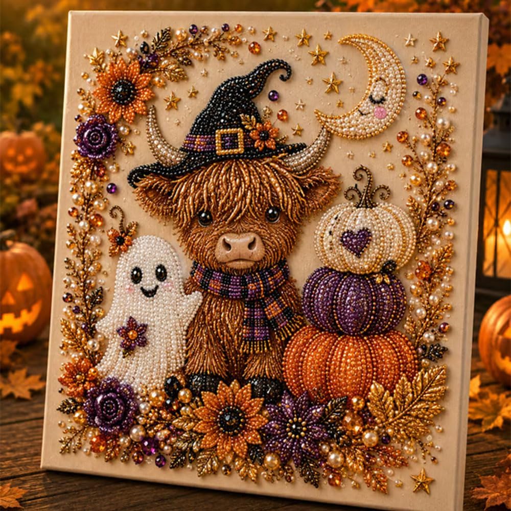Halloween Ghost Pearl Art DIY Kit, Spooky Cute 3D Diamond Painting Crafts for Adults, DIY Fall Home Decor Wall Art, Beginner DIY Seasonal Party Gift
