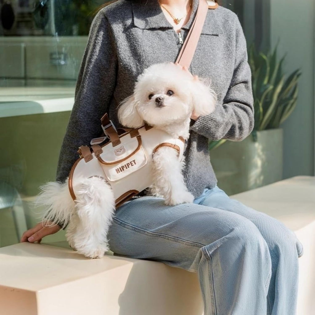 Dog Carrier Backpack, Dog Carrier Backpack Portable Shoulder Bag with Leash for Small Dogs Weighing 1.8-25 lbs, Beige