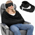 Travel Pillow with Eye Mask, 3-in-1 Airplane Sleep Support Travel Essentials for Comfort, Portable Sleep System with Neck Support Head Strap, Sleeper Hold for Flight Car Train