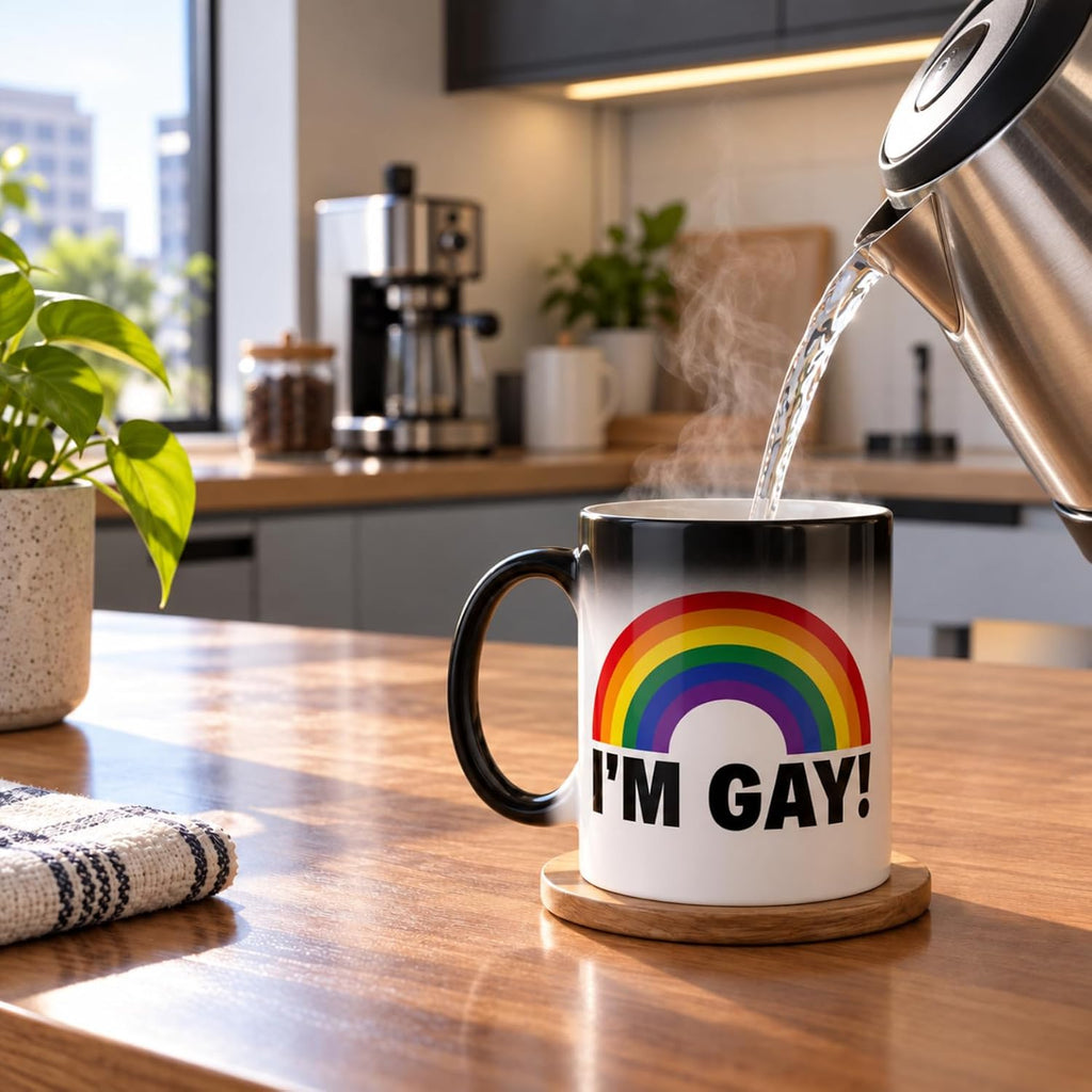 I'm Gay Mug, Funny Color Changing Coffee Mug, White Elephant Gag Gifts