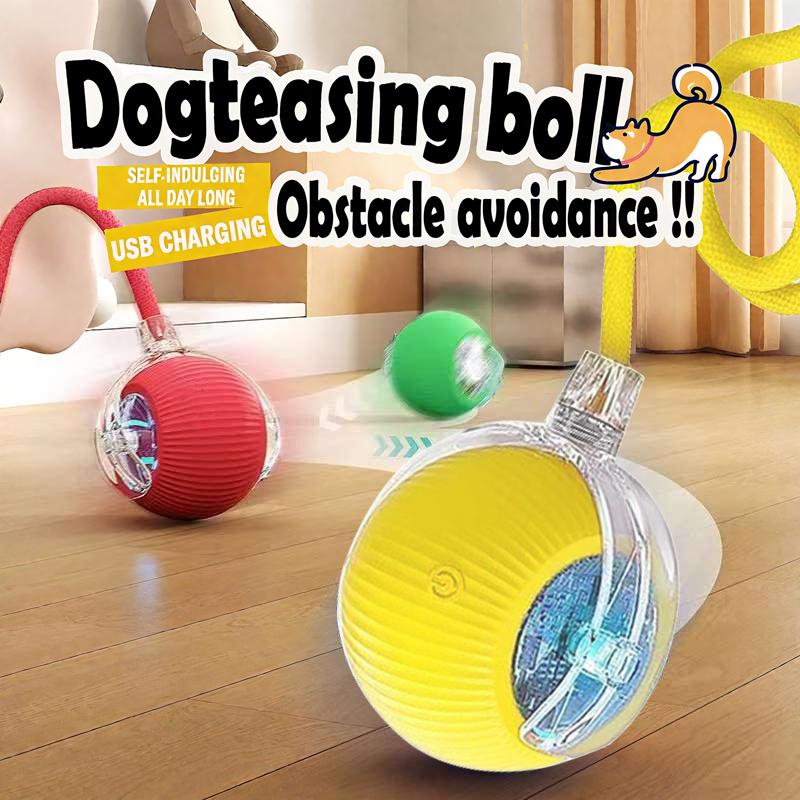 Interactive Dog Cat Toys Durable USB Rechargeable Automatic Rolling Ball with Obstacle Avoidance for Small Medium Large Pets