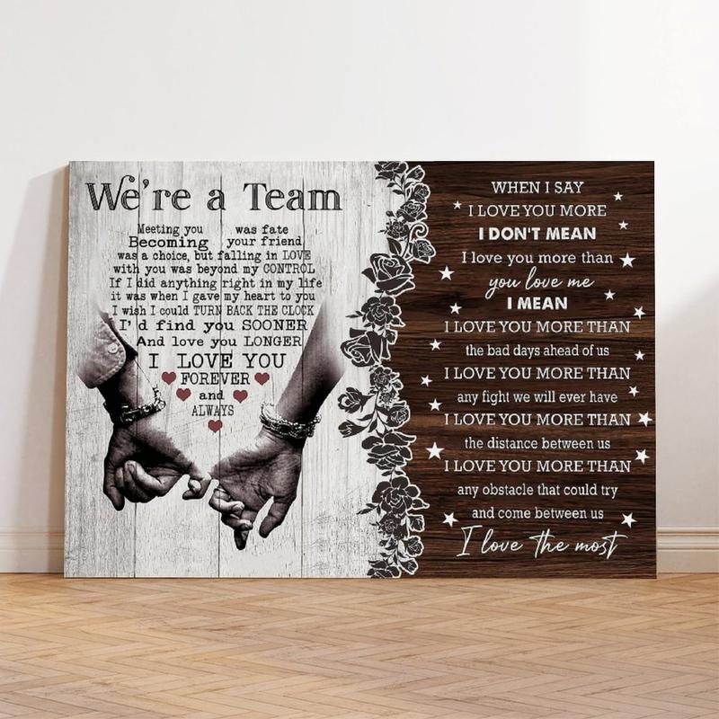Personalized "We're A Team" Couple Canvas Print - Custom Name Wall Art for Bedroom & Anniversary