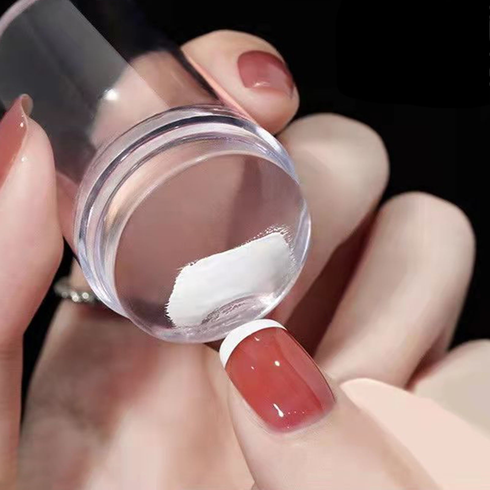 Krejova French Tip Nail Stamp,Clear Silicone Reusable Nail Art Stamper for French Manicure Home DIY Nail Art Salon