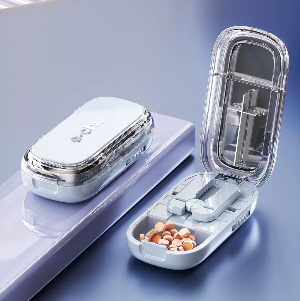 Pill Cutter Tablet Splitter, Press Style Pill Cutter with Pill Storage, Adjustable Tablet Cutter for Splitting Pills, Portable Medicine Cutter for Pets, Travel and Home Use