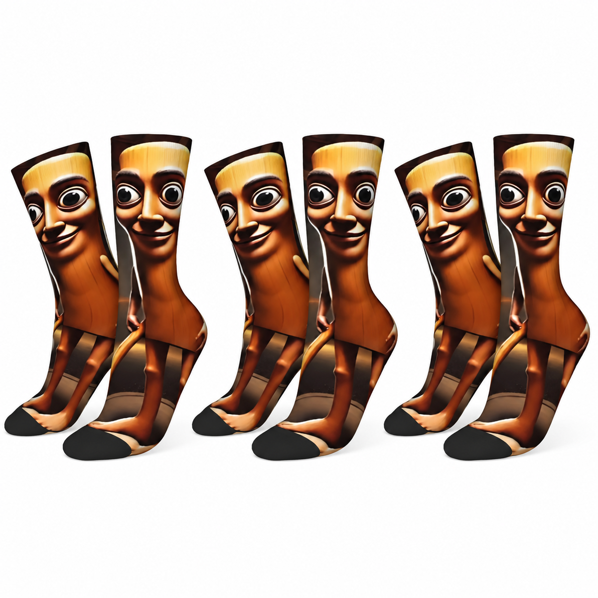 Tung Tung Tung Sahur Meme Socks, Funny Brainrot Novelty Crew Socks, Stretch Hip-Hop Print Socks, 1 Pair or 3 Pairs, Funny Christmas Gift