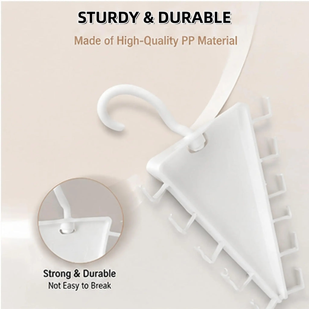 White PP plastic V-shaped closet organizer with 12 hooks