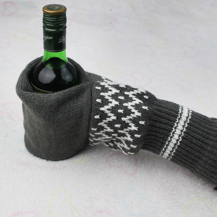 Knitted Beer Glove – Striped Warm Bottle Holder Mitten