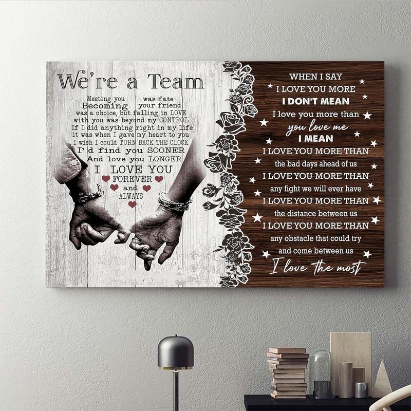 Personalized "We're A Team" Couple Canvas Print - Custom Name Wall Art for Bedroom & Anniversary