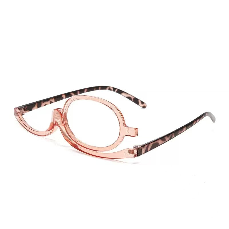 Makeup Reading Glasses with Rotating Single Lens for Precise Eye Makeup, Multiple Strengths +1.00 to +4.00