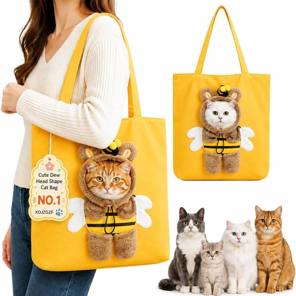 Lion-Shaped Pet Carrier Tote Bag, Head-Out Canvas Shoulder Bag for Cats & Small Dogs