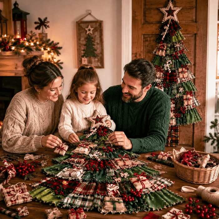 DIY Oversized Patchwork Christmas Tree Door Hanger Kit, 3D Fabric Sewing & Assembly Craft Kit for Adults, Holiday Home Wall & Entryway Decor