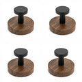 Walnut Wood Suction Cup Hooks (4 Pack) - No-Drill Heavy Duty Towel Hooks