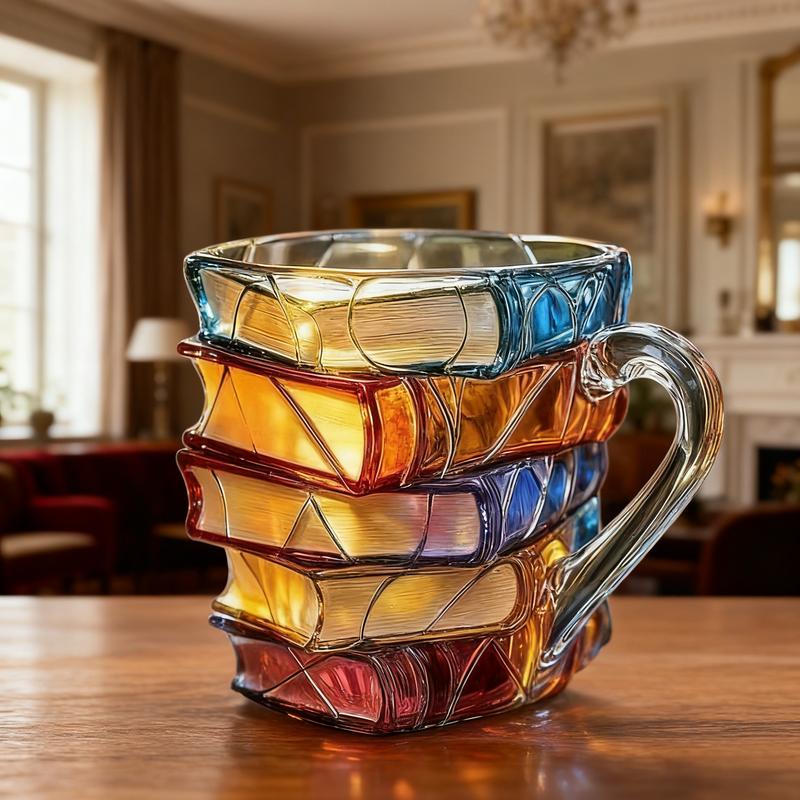 Ceramic Innovative 3D Painting Book Mug Unique Stacked Coffee Cup Perfect Gift for Literature Lovers Creative Colorful Book Gift Ideal for Christmas TikTokShopBlackFriday Reuse Reusable