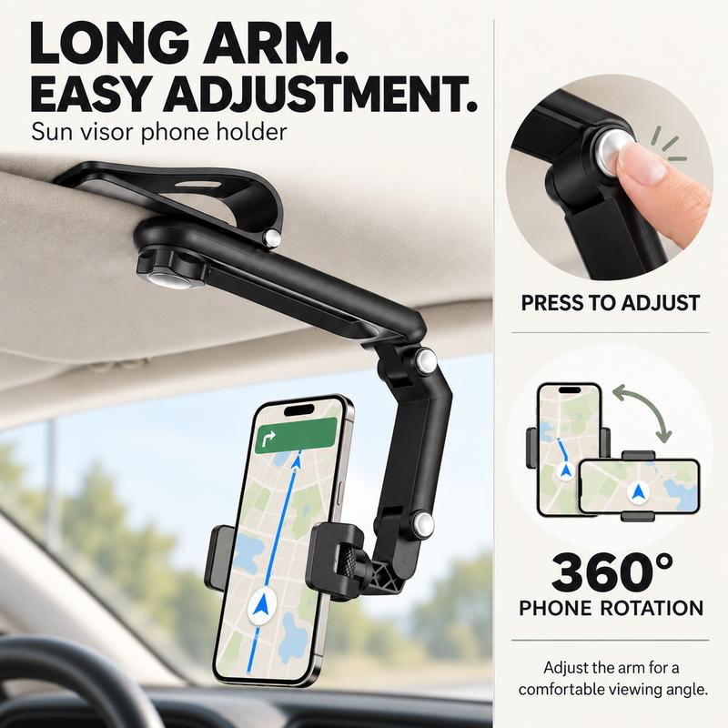 Foldable Car Sun Visor Phone Holder – 360° Adjustable Mount