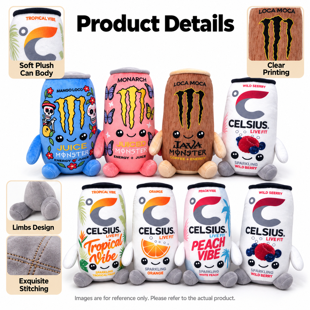 Cute Energy Drink Can Plush Toy – 8.7" Novelty Plushie
