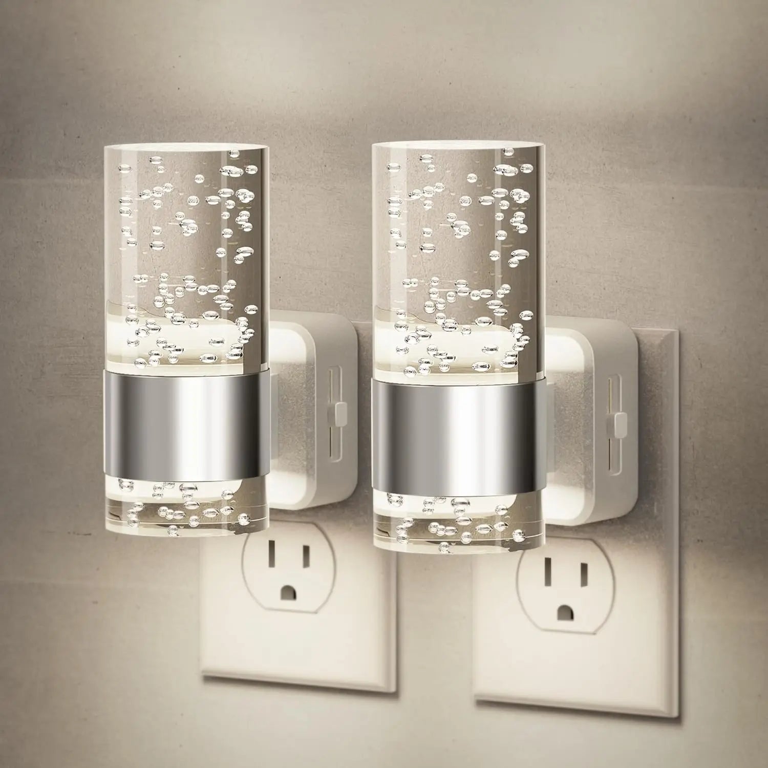 2 Packs Acrylic Aesthetics Night Light, Auto Dusk to Dawn Sensor LED Night Light for Bedroom Kitchen, Dimmable