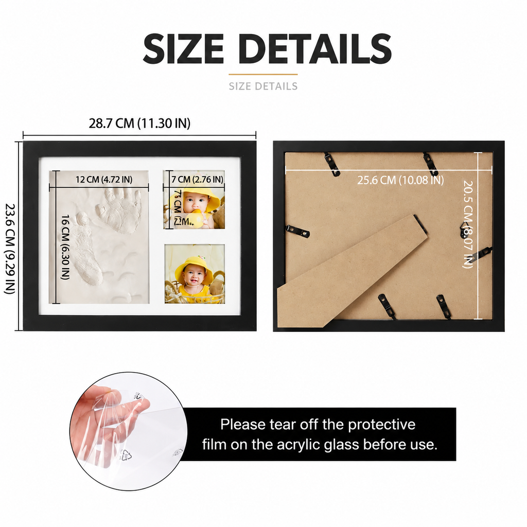 DIY Baby Handprint & Footprint Keepsake Frame Kit with Air-Dry Clay, 2 Photo Openings, Paint Set & Display Stand for Newborn, Pet Paw Prints & Family Gifts