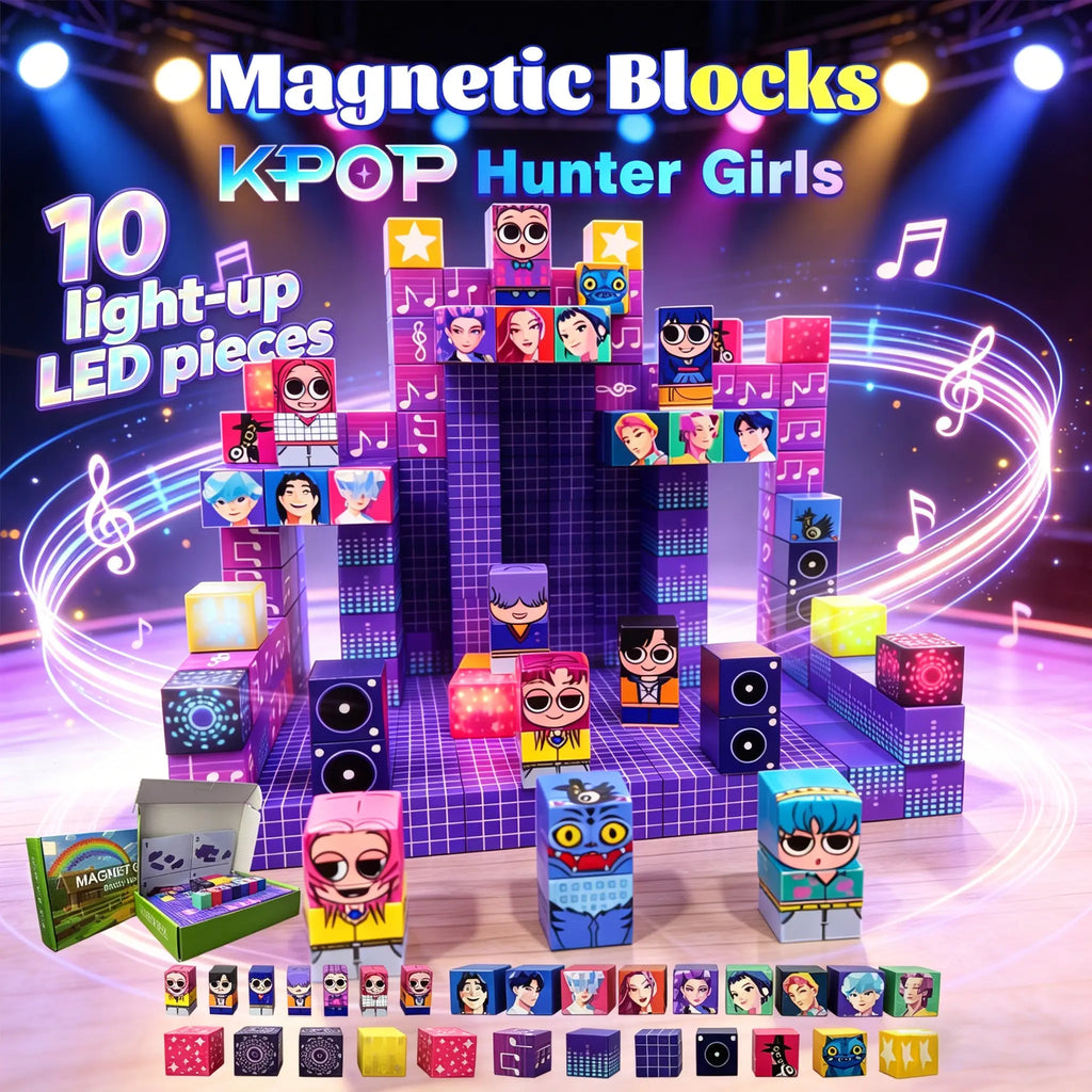 KPOP Hunter Girls Anime Building Blocks with 5 Light-up LED Pieces