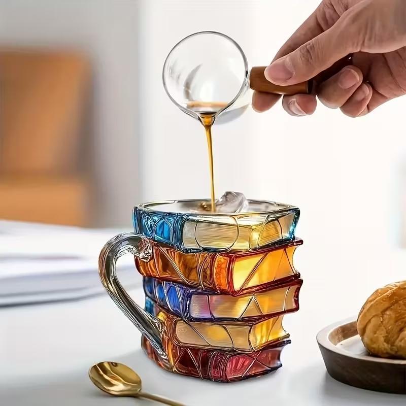 Ceramic Innovative 3D Painting Book Mug Unique Stacked Coffee Cup Perfect Gift for Literature Lovers Creative Colorful Book Gift Ideal for Christmas TikTokShopBlackFriday Reuse Reusable