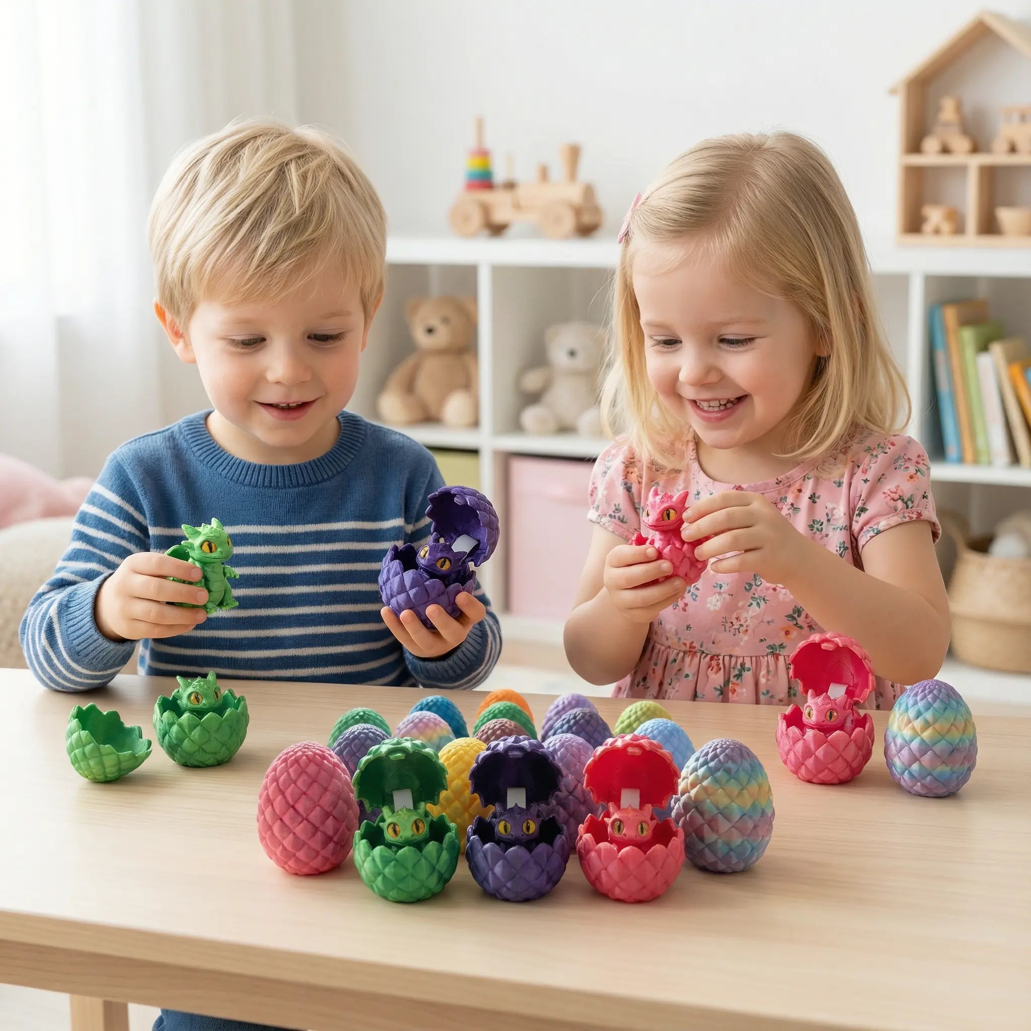 Easter Dragon Eggs, 3D-Printed Dragon Egg Set,10 Pack Pre-Filled, Mini Dragon Toy Inside, 1.77", Egg Hunt, Goodie Bag Fillers, Party Favors, Classroom Rewards (Ages 6-8)