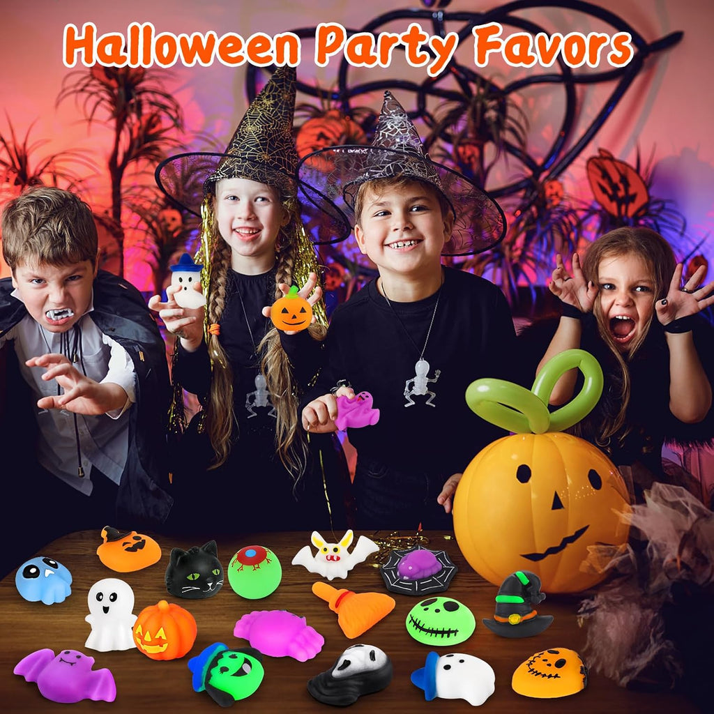 30PCS Halloween Mochi Squishy Toys, Mini Party Favors for Kids, Non-Candy Trick-or-Treat Goodie Bag Fillers