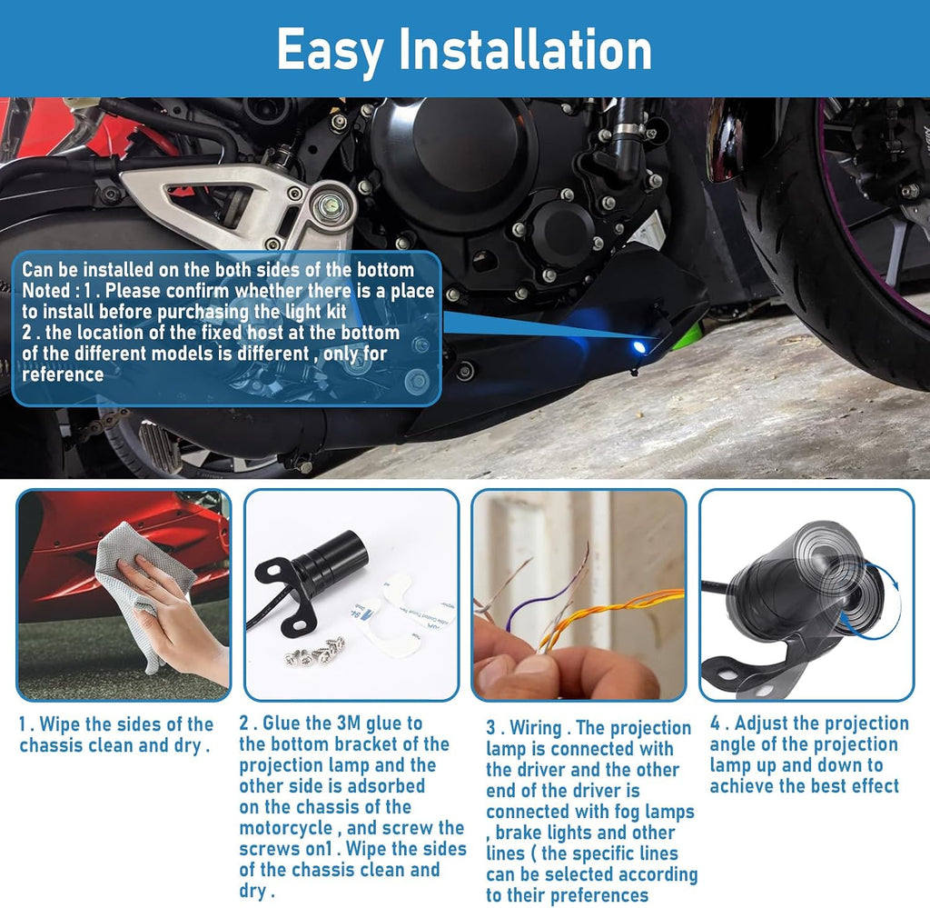 2-Pack Motorcycle Angel Wing Projector Lights – Adjustable LED Ground Lights, 8–36V