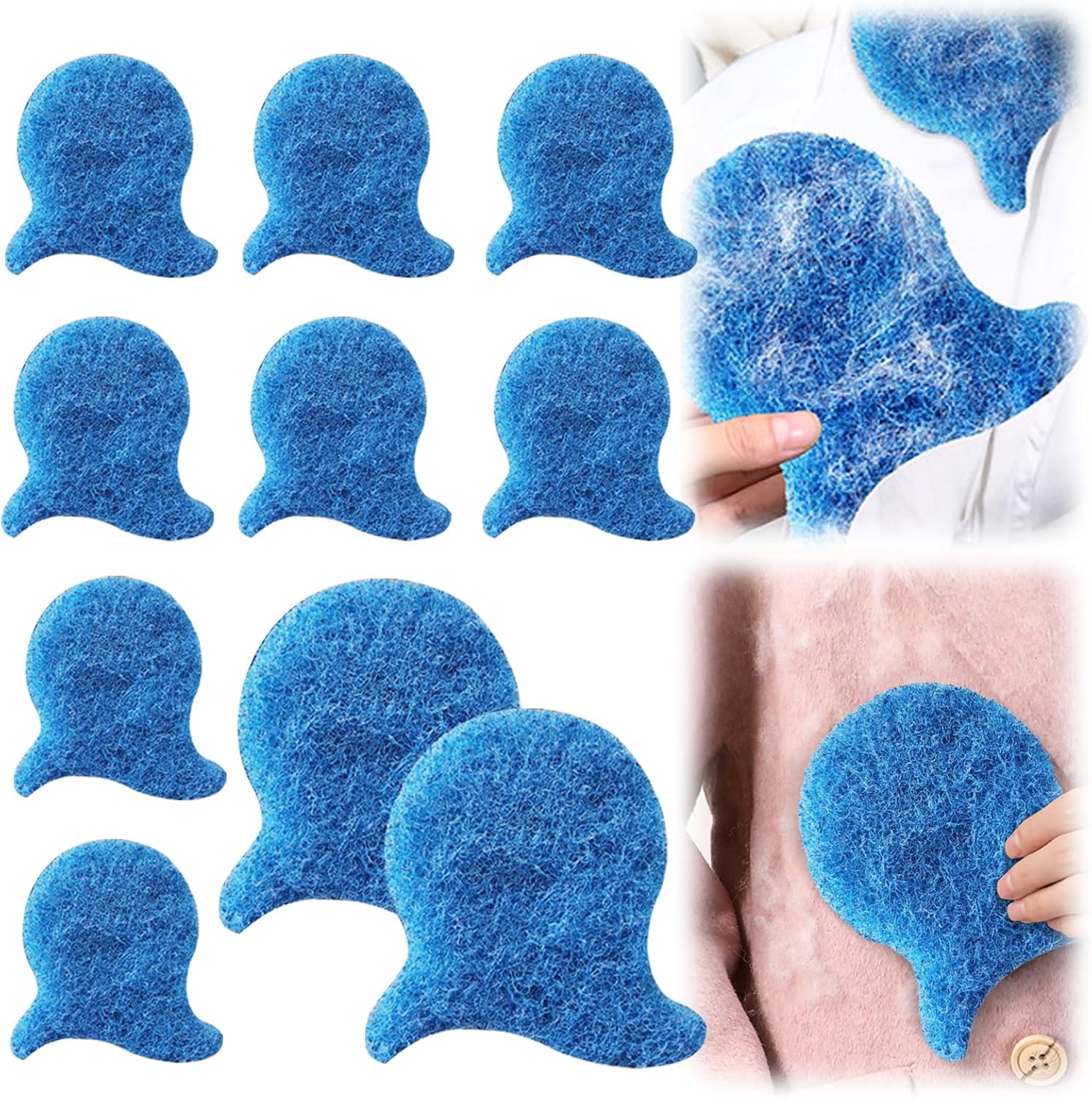Pet Hair Remover for Laundry, 2026 New Upgrade Reusable Dryer Sheets Pet Hair Remover, Cats Dogs Hairs Catcher Pets Hair Remover Lint Catcher for Washing Machine (Blue-10pcs)