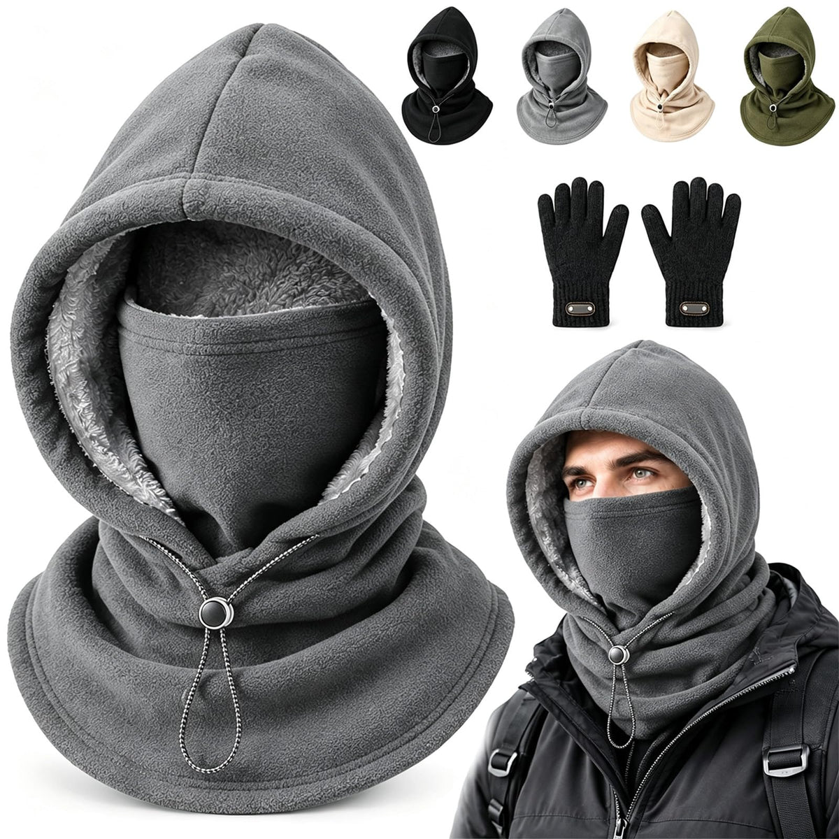 3-in-1 Thermal Balaclava Hood – Adjustable Winter Face Cover, Neck Warmer & Cold-Weather Hood for Men and Women