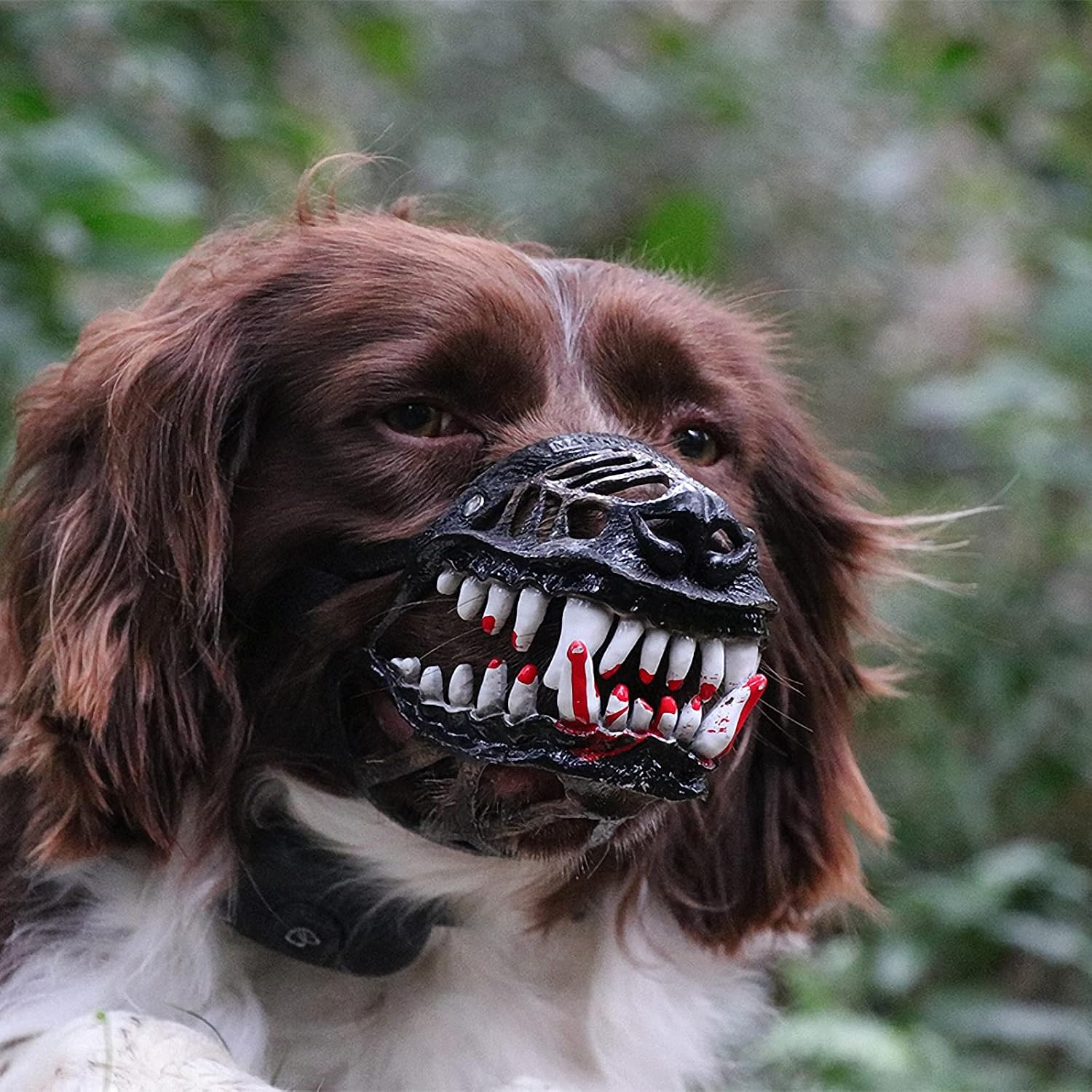 Scary Teeth Dog Muzzle for Halloween, Adjustable Basket Muzzle for Small, Medium and Large Dogs