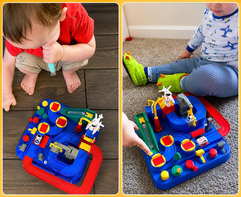 Car Race Track Toy for Kids Ages 3+, Interactive City Track Set with 4 Random Mini Cars, Educational Birthday Gift for Toddlers