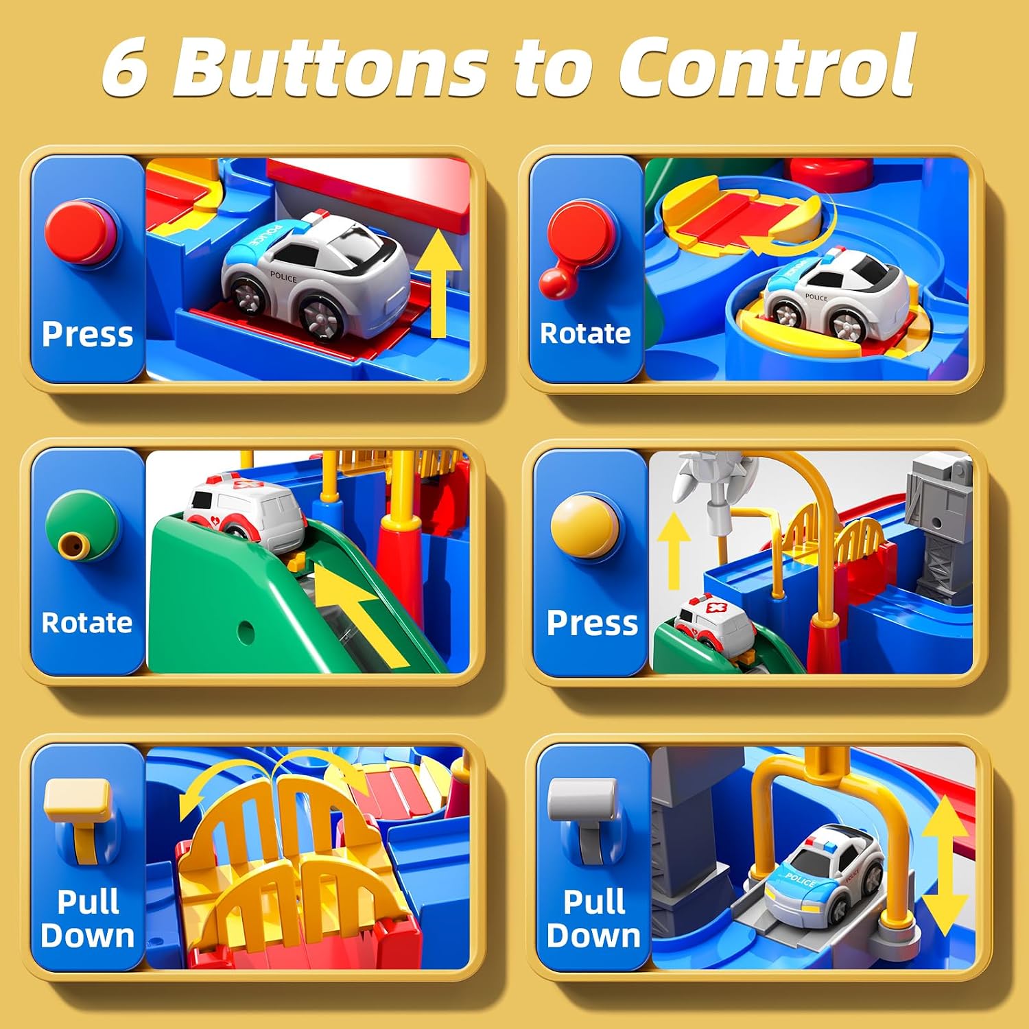 Car Race Track Toy for Kids Ages 3+, Interactive City Track Set with 4 Random Mini Cars, Educational Birthday Gift for Toddlers