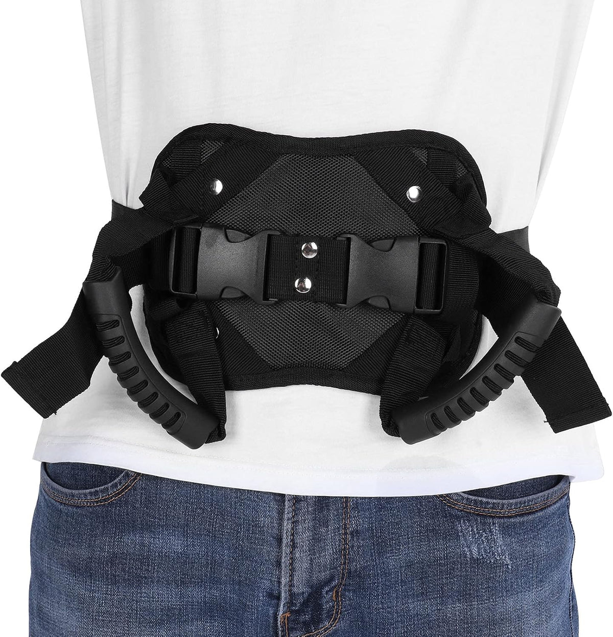 Adjustable Motorcycle Passenger Grip Belt with Dual Handles, Oxford Cloth & Breathable Mesh Support Strap for Scooter, Bike & Rear Rider Use