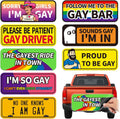 8-Pack Funny Gay Pride Car Magnets, 8 x 3.1 Inch LGBTQ+ Magnetic Bumper Signs for Cars, Trucks & Refrigerators, Reusable Prank Magnets
