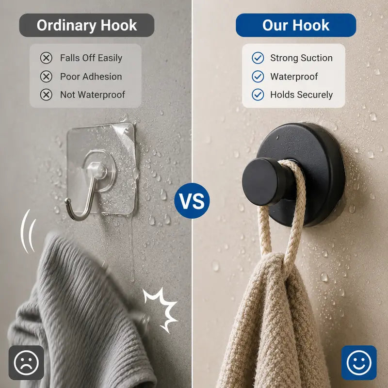 Heavy-Duty Adhesive Wall Hooks, 15 lb Capacity Waterproof No-Drill Hooks for Bathroom, Kitchen & Home Storage, 4 or 8 Pack