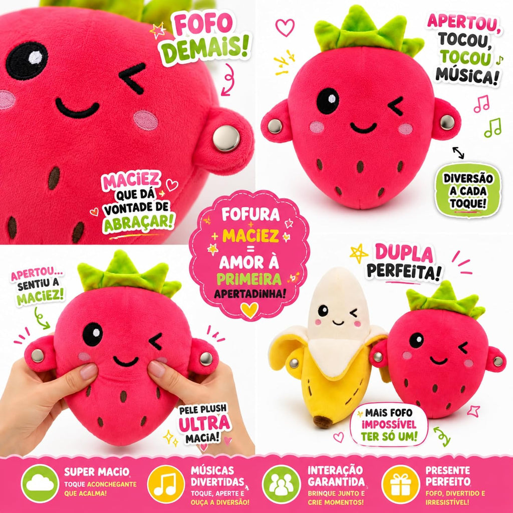 Interactive Sensory Musical Plush Toy for Kids – Banana/Strawberry/Carrot Style with Touch Sensors, Human Contact Sensor, and Sound